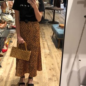 NWT & OTHER STORIES CHEETAH PRINT SATIN MIDI SKIRT